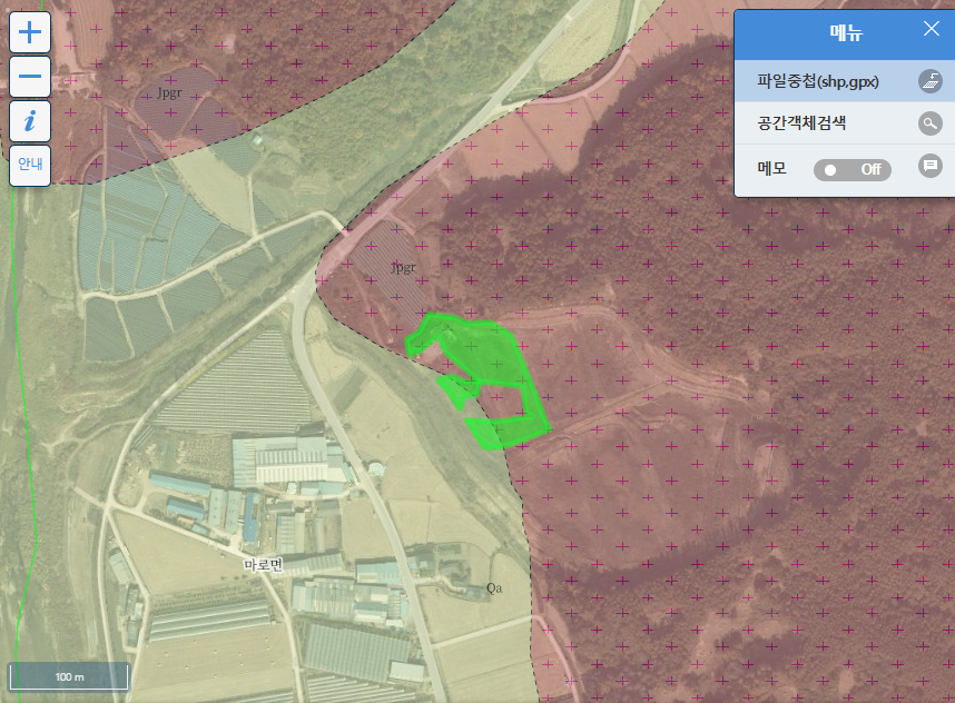  Qgis 수치지질도 모암분포