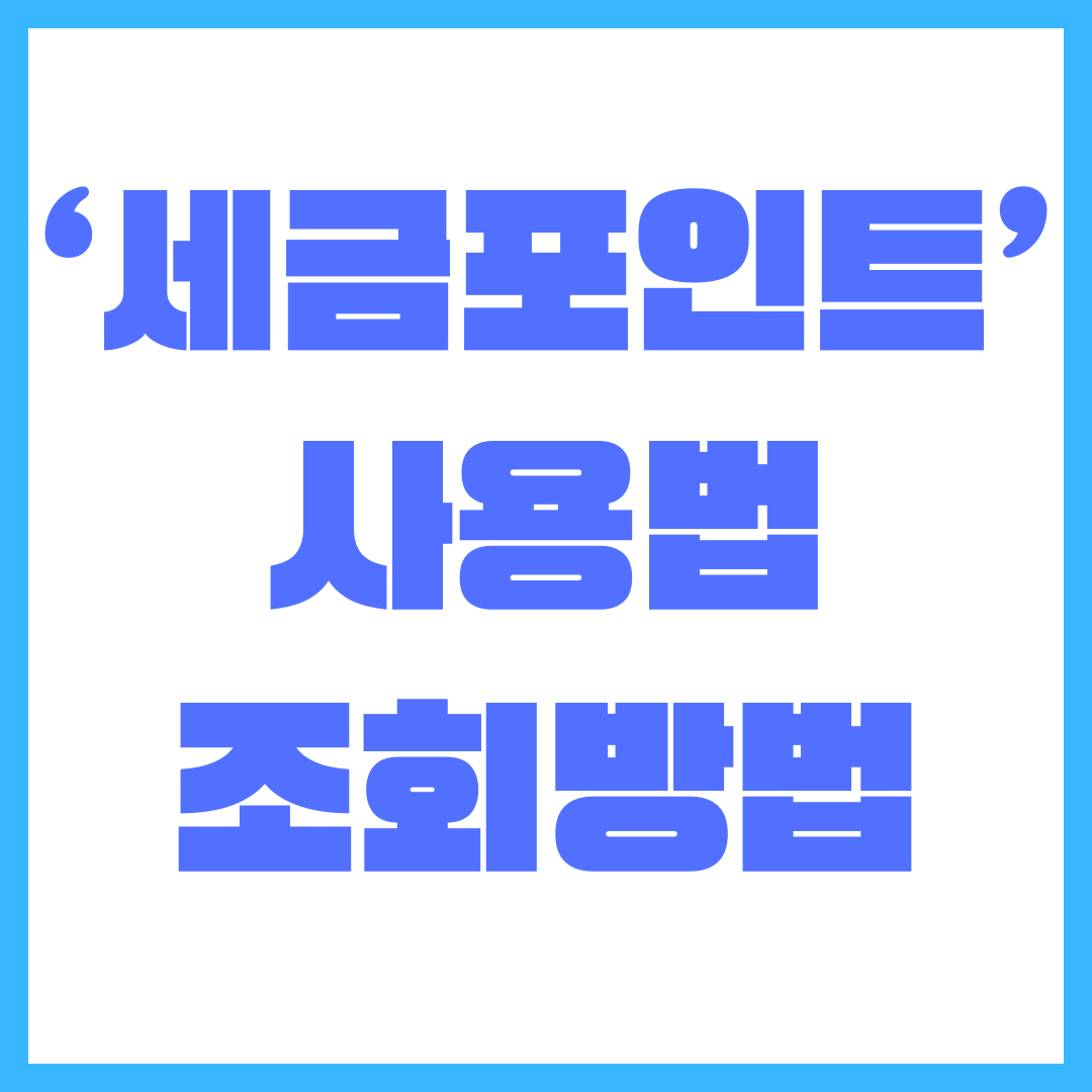 세금포인트 사용법