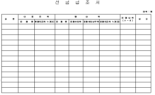 선금급조서 양식