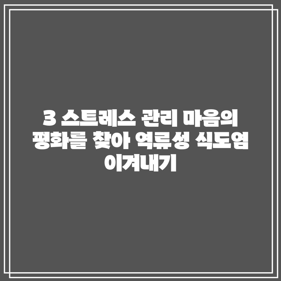 3. 스트레스 관리: 마음의 평화를 찾아 역류성 식도염 이겨내기