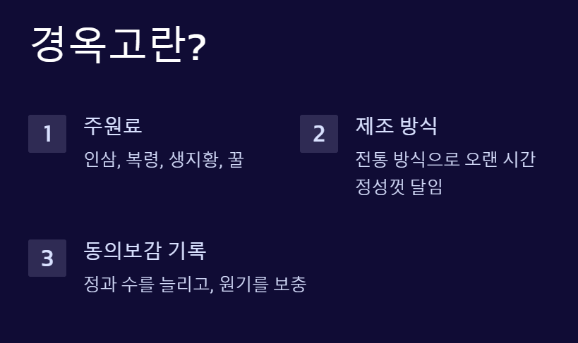 경옥고-왕의보약-효능과 복용법-궁금증-주의사항