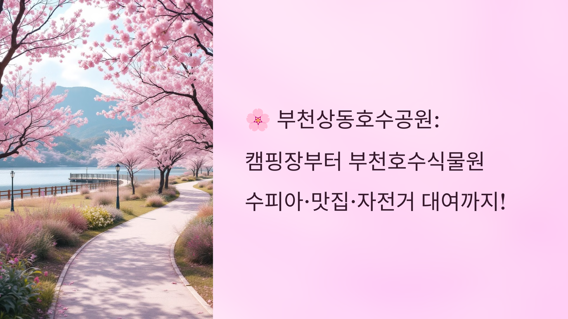 🌸 부천상동호수공원:캠핑장부터 벚꽃·맛집·자전거 대여까지!