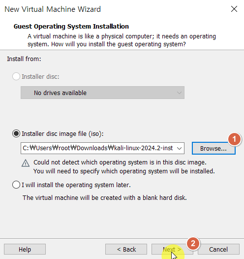 칼리리눅스 ISO 불러오기