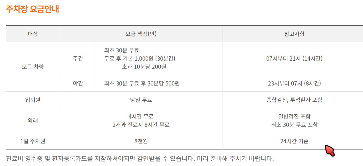 동국대 일산병원 주차요금