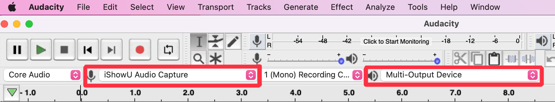 Audacity setup