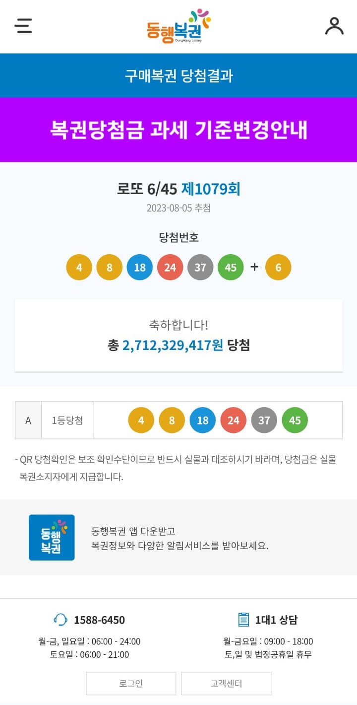 로또 당첨된 기분 (1079회)