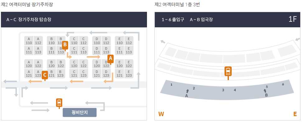 제2여객터미널 공항셔틀 노선도 및 위치