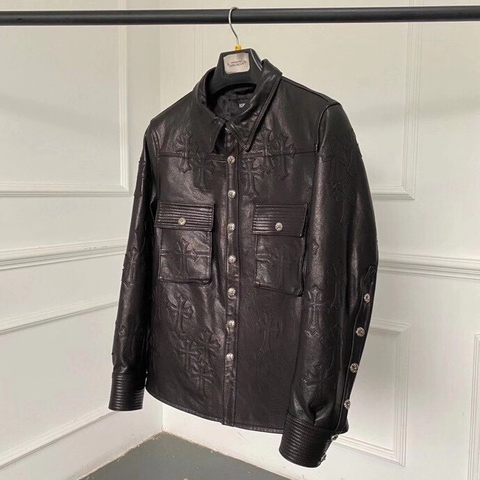  [CHROME HEARTS] 크롬하츠 멀티 크로스 엠보 자카드 레더 가죽 자켓