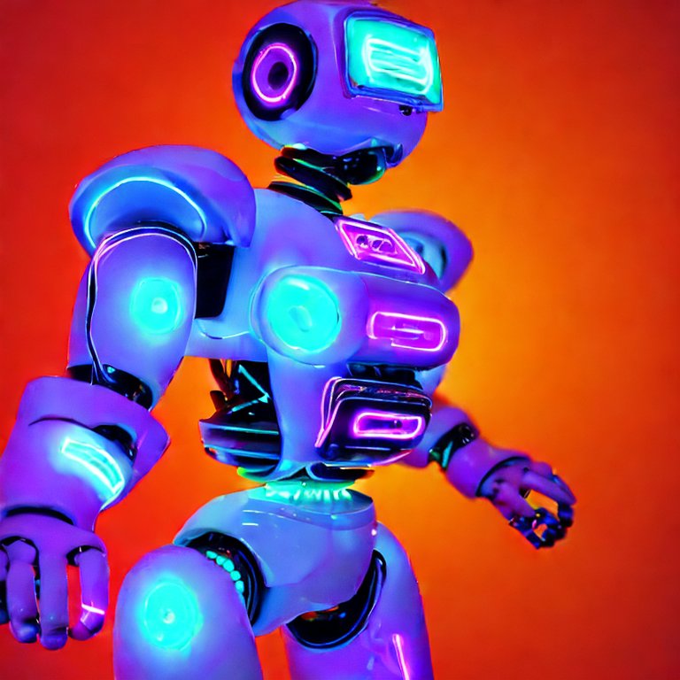 A photo of a high-tech robot&#44; neon style