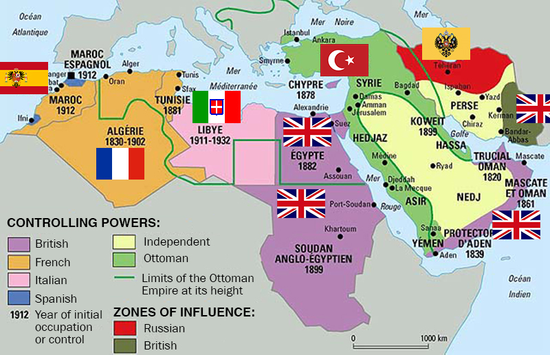 제1차 세계대전 직전 중동-북아프리카 지도