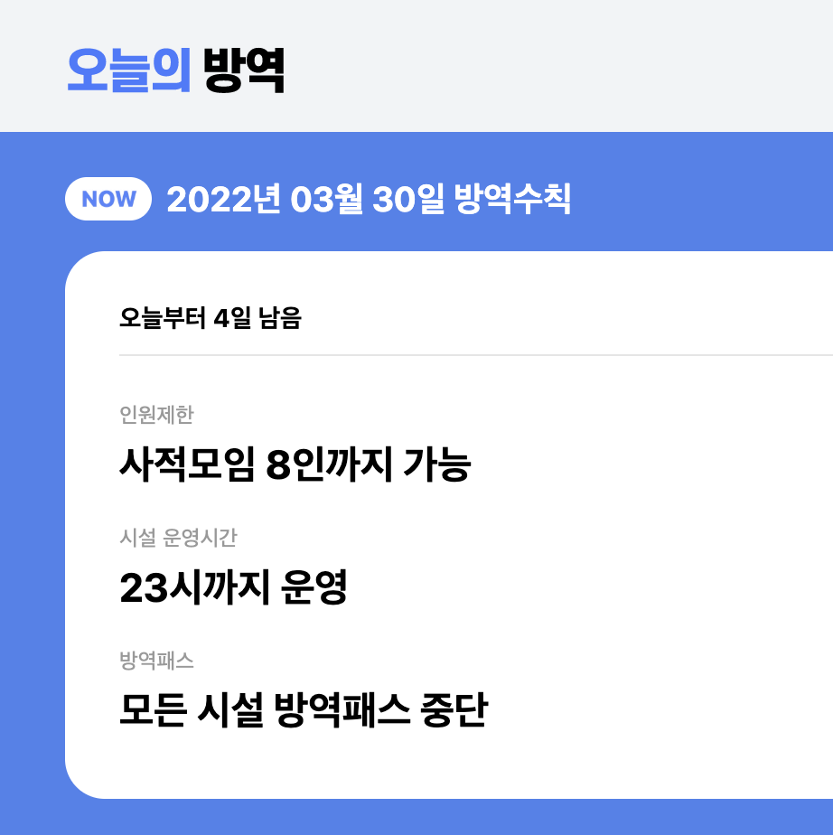  오늘의 방역 | 오늘 기준 방역수칙! 코로나 격리기준, 영업시간을 한번에 확인할 수 있는 웹페이지 추천