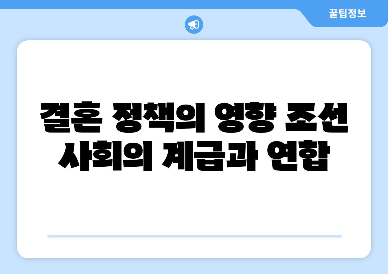 결혼 정책의 영향 조선 사회의 계급과 연합