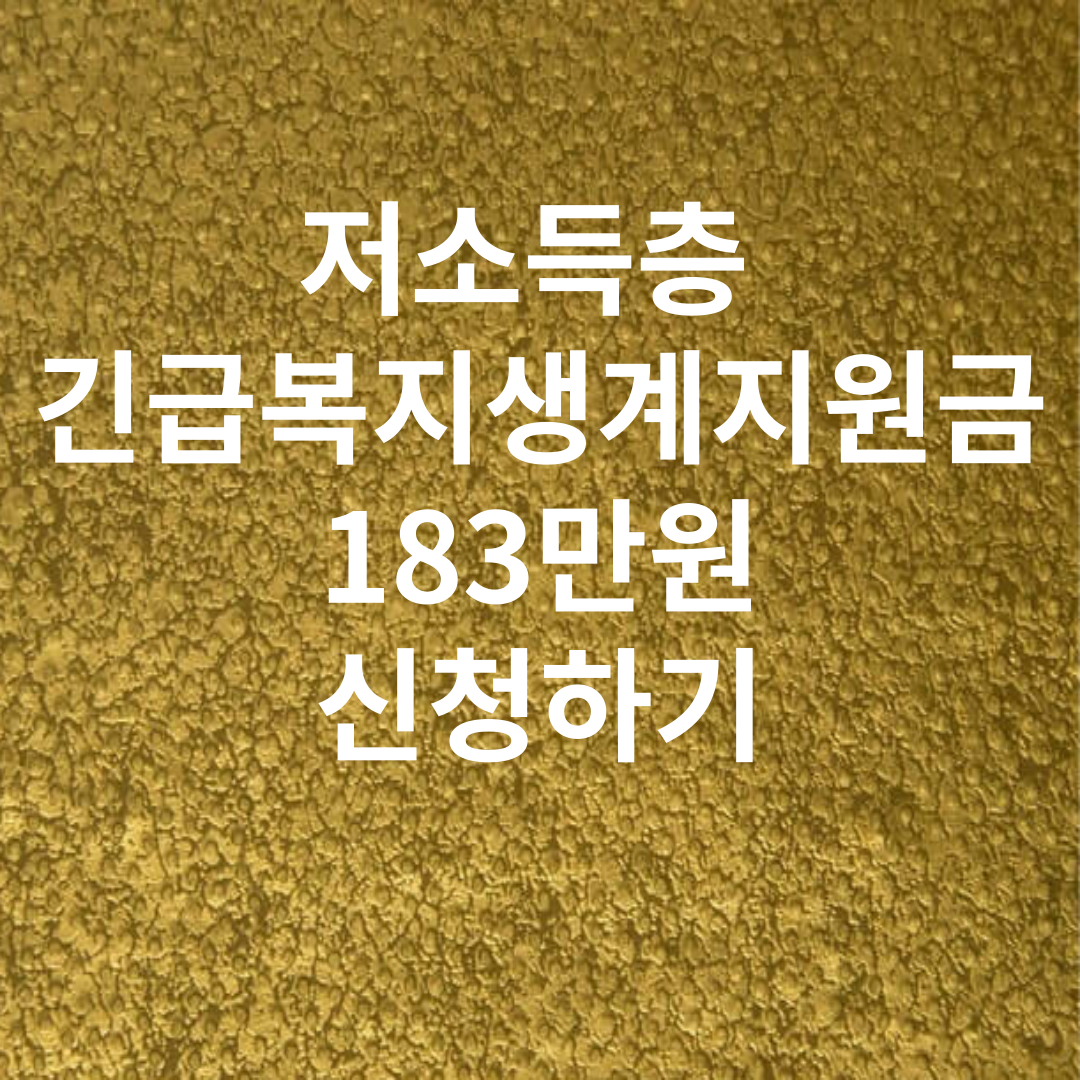 저소득층 긴급복지생계지원금 183만원 신청하기