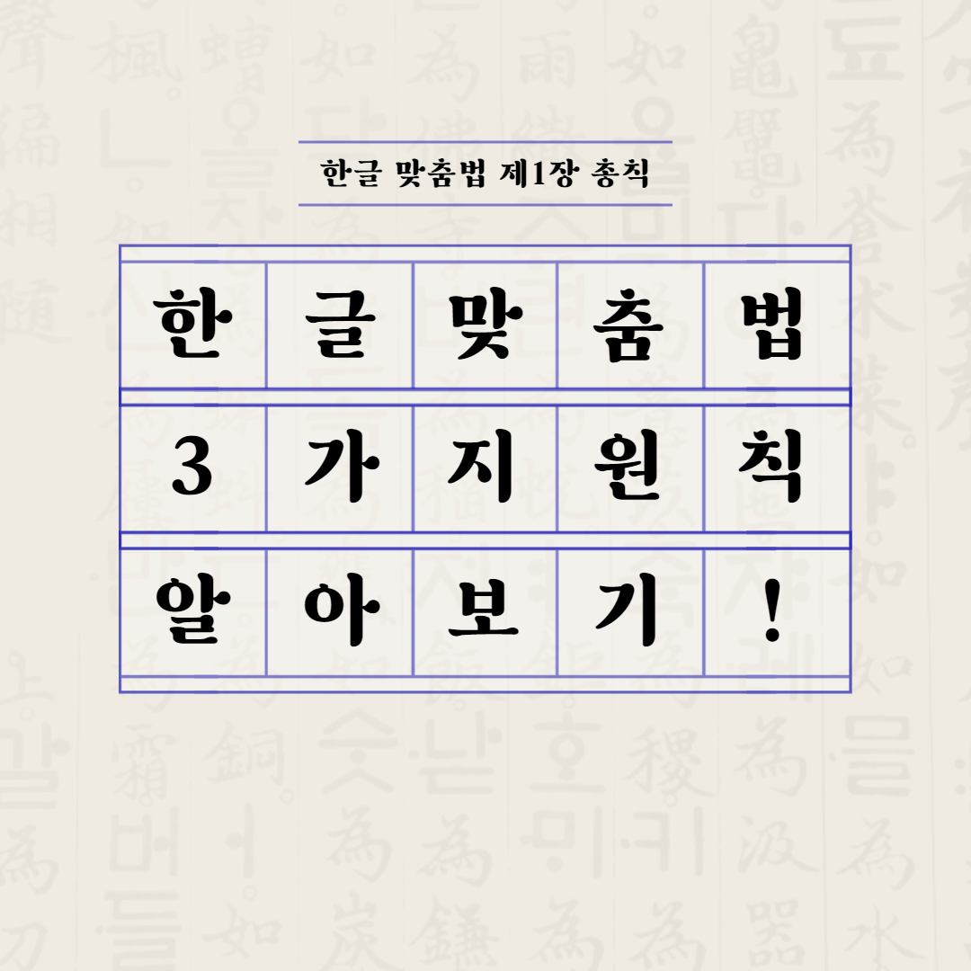  [한글 맞춤법] 제1장 총칙 ; 한글 맞춤법 원칙 3가지 알아보기