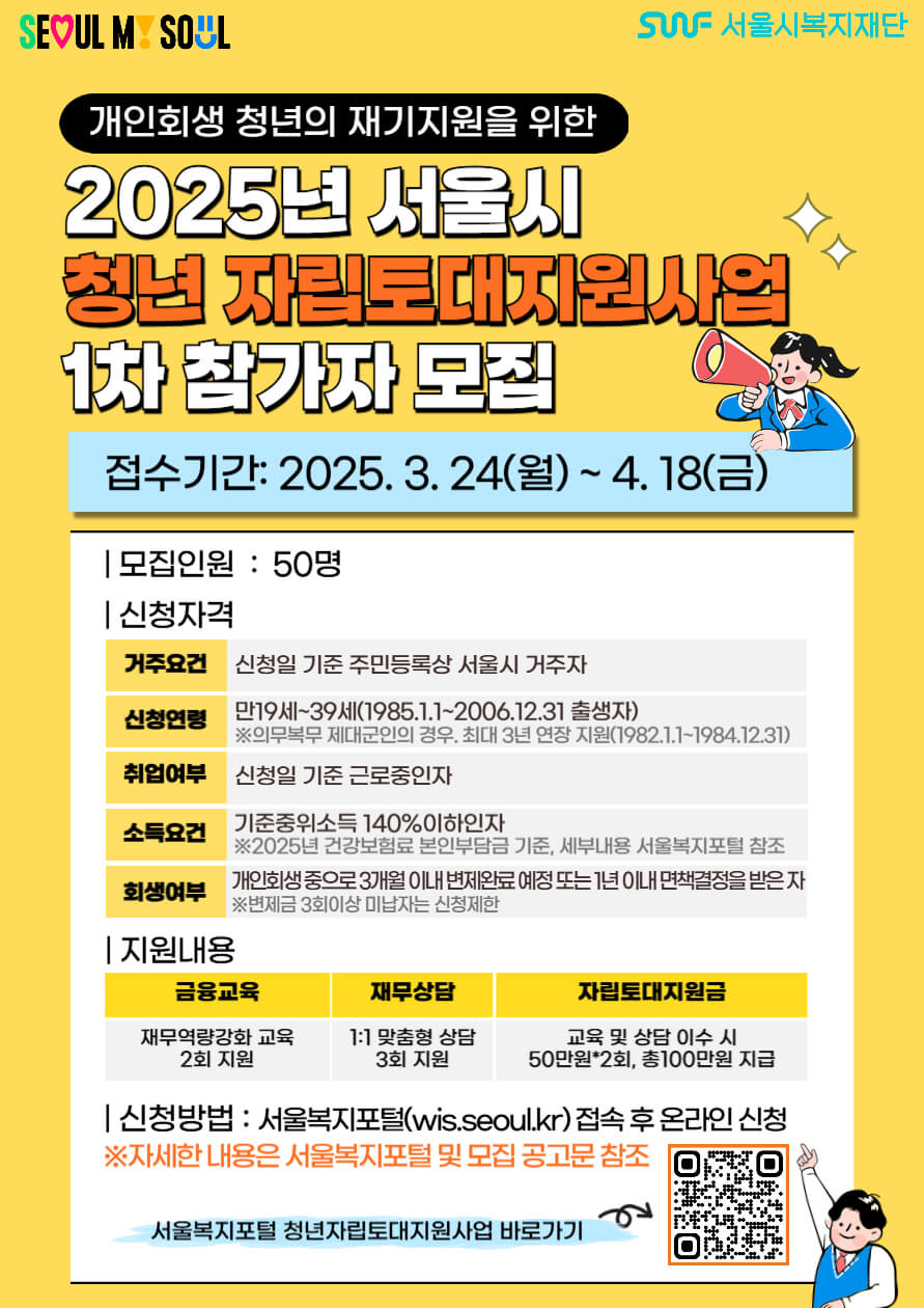 서울시 청년 자립 토대 지원 사업 신청 방법 조건