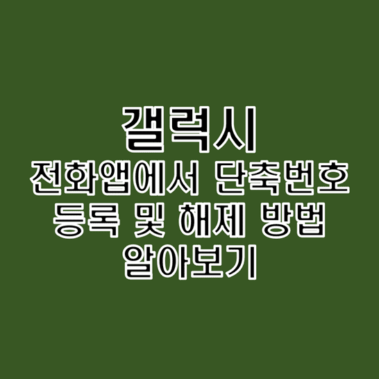  갤럭시(Galaxy) 전화 단축번호 등록 또는 해제 설정 방법