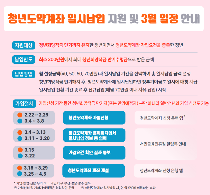 청년도약계좌 일시납 3월 일정 안내