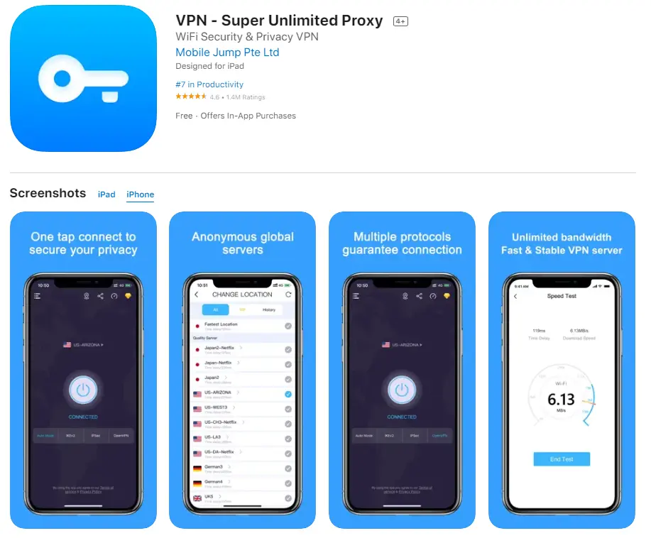 Super Unlimited Proxy (아이폰 우회 vpn)