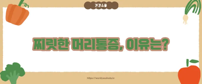 머리가 찌릿찌릿 아파요 (+의심 질환 정리)