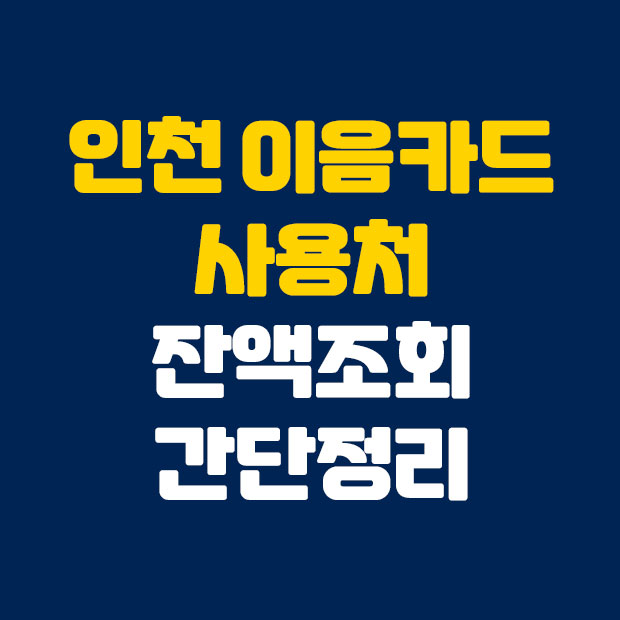  인천 이음카드/인천 e음카드 사용처와 이음카드 잔액조회 방법