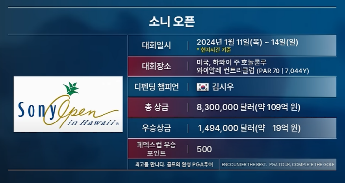 '24년 PGA 하와이 소니 오픈