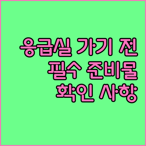 응급실 방문 전 필독: 준비물, 확인