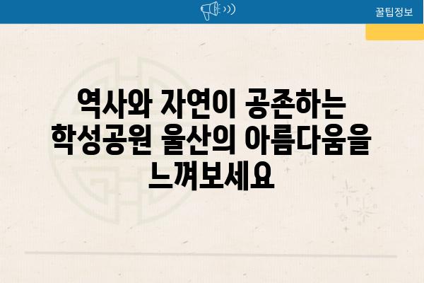 역사와 자연이 공존하는 학성공원 울산의 아름다움을 느껴보세요