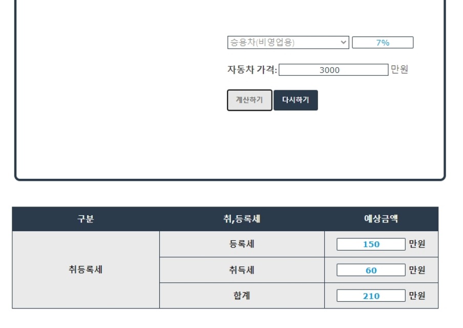 취등록세-계산결과