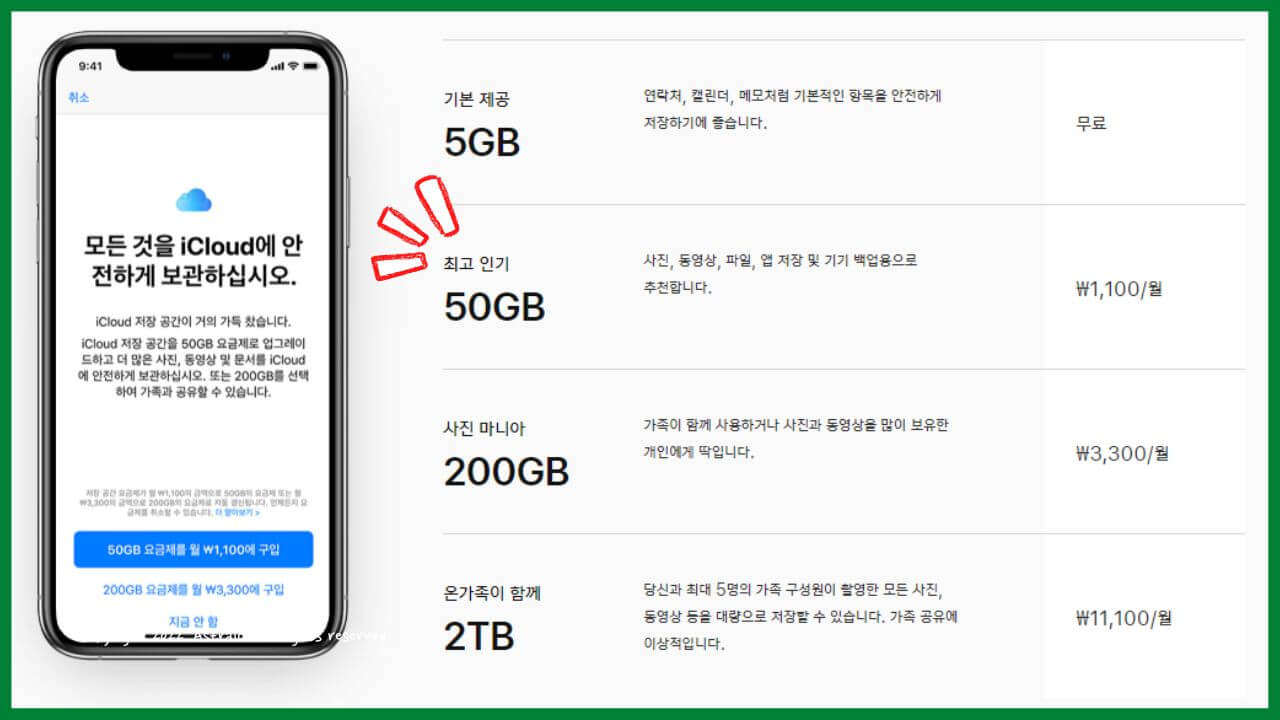 아이클라우드-가격-용량