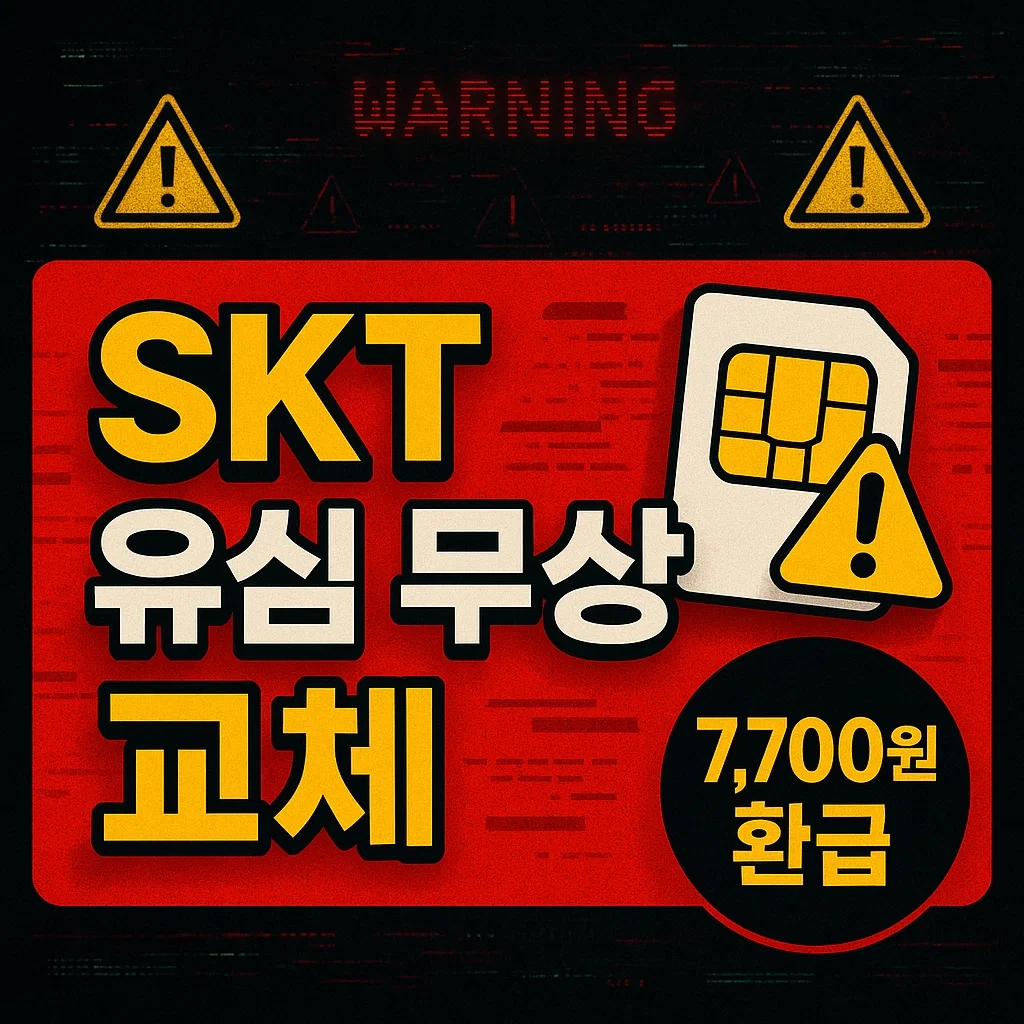 SKT 유심 무상 교체, 해킹 사고 보안 이미지, SIM 카드 경고 아이콘, 개인정보 유출 방지