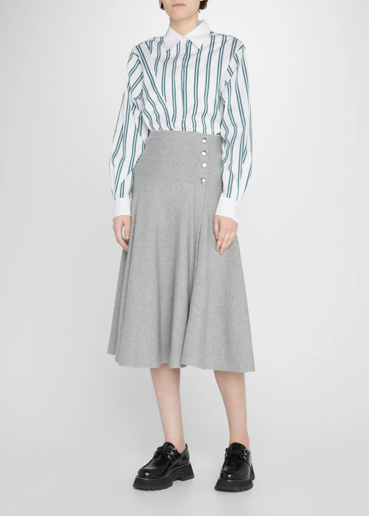 Tech Milano Knit Side-Snap Flared Skirt / 3.1 PHILLIP LIM