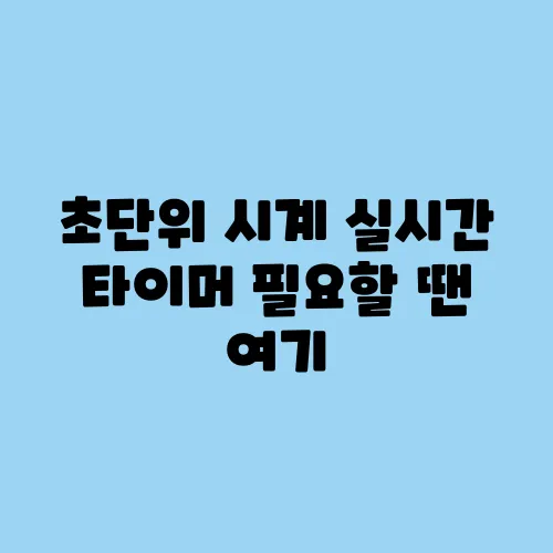 초단위 시계 실시간 타이머 필요할 땐 여기