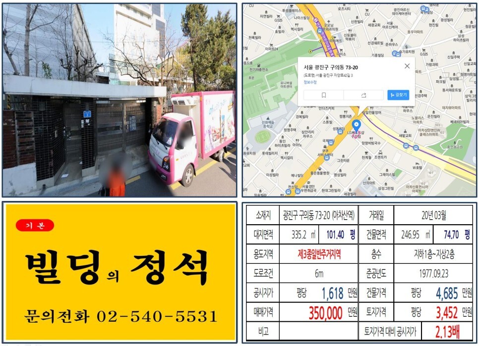  [광진구 아차산역 사거리 30억 꼬마빌딩 신축부지 실거래가 조회] 구의동 73-20 (아차산역) 35억 원, 평당 3,452만 원 매매되었습니다. 어린이대공원