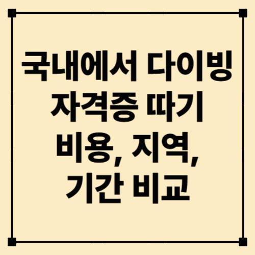 국내에서 다이빙 자격증 따기 – 비용, 지역, 기간 비교