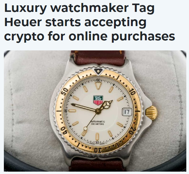  태그호이어 (TAG Heuer) 암호화폐 결제 서비스 지원 비트페이(Bitpay)와 손잡다