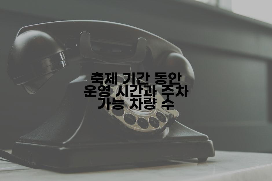 축제 기간 동안 운영 시간과 주차 가능 차량 수