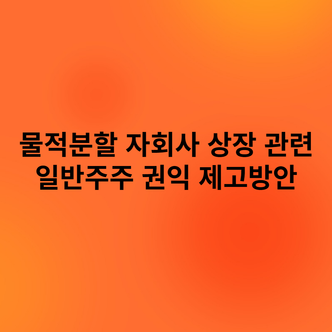 물적분할 자회사 상장 관련 일반주주 권익 제고방안