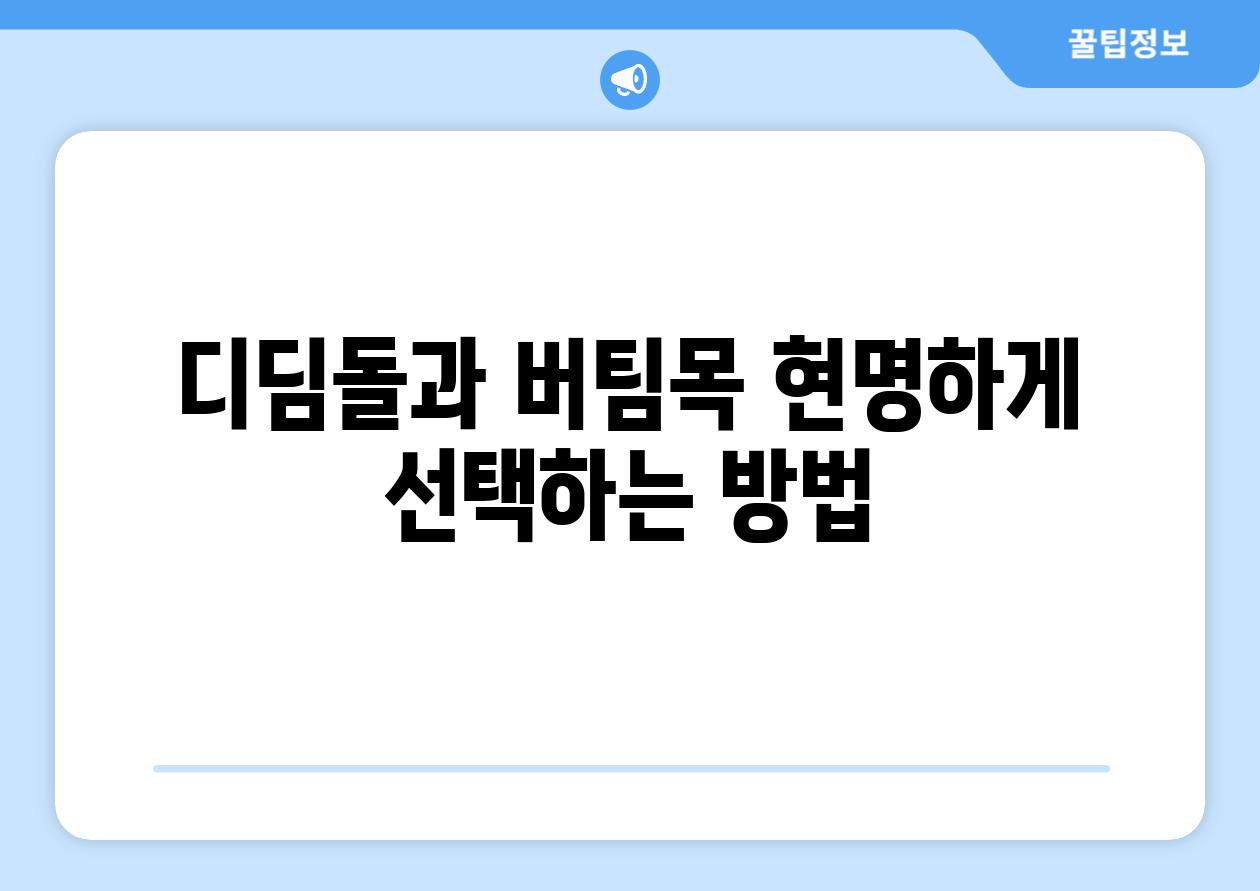 디딤돌과 버팀목 현명하게 선택하는 방법