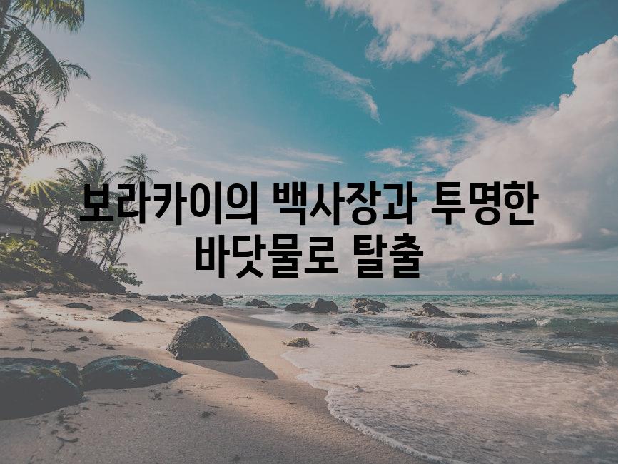 보라카이의 백사장과 투명한 바닷물로 탈출