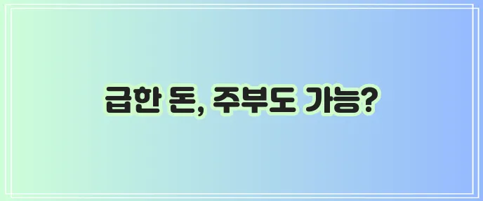 주부 소액 대출 이제 간편하게 당일 해결하세요!