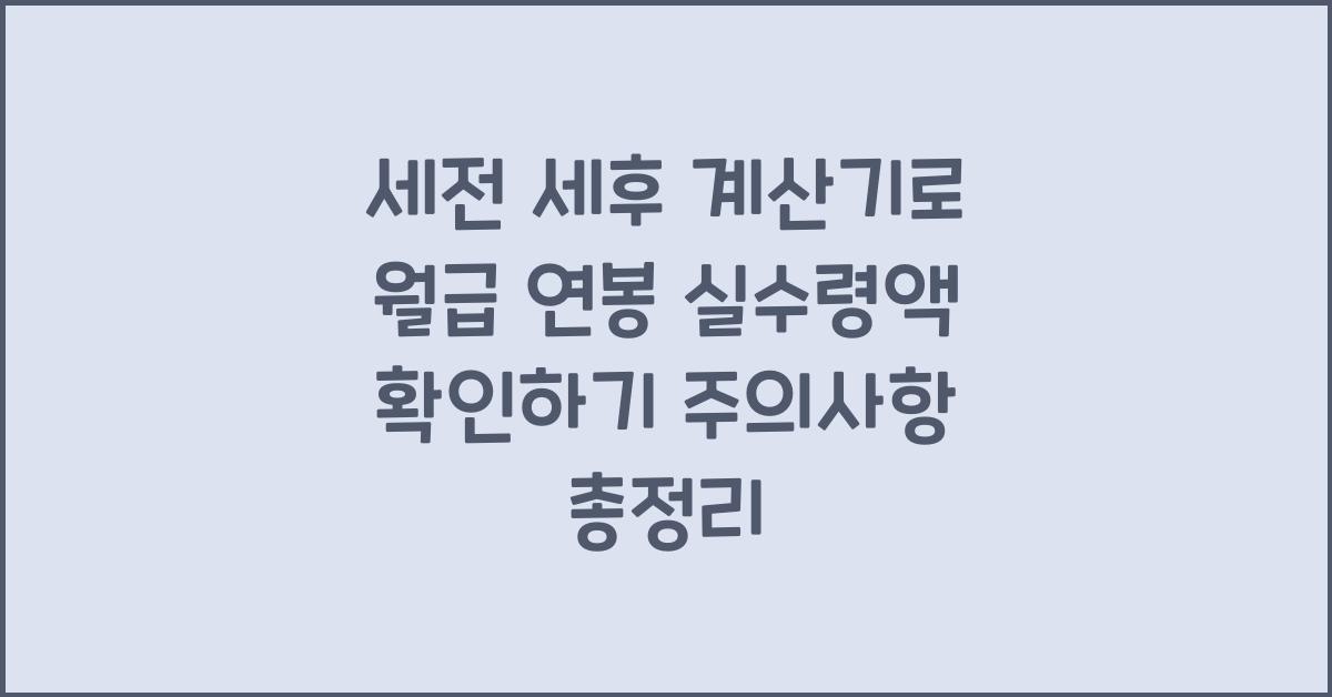 세전 세후 계산기로 월급 연봉 실수령액 확인하기 (주의사항