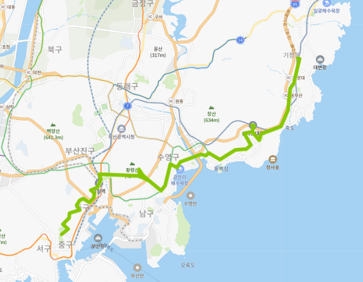  부산 38번버스 노선, 시간표 안내 [청강리, 송정역, 해운대 백병원, 광안리 해수욕장, 범내골역]