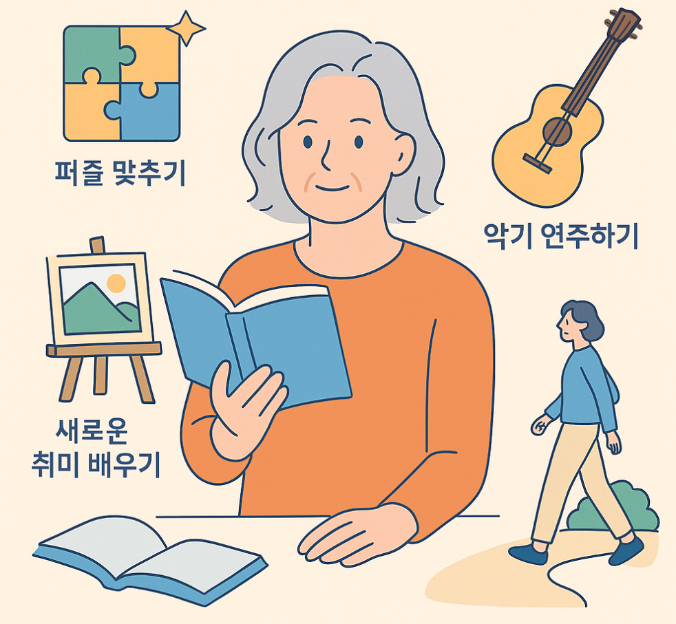 치매예방 관리 뇌자극활동 책읽기 악기 퍼즐