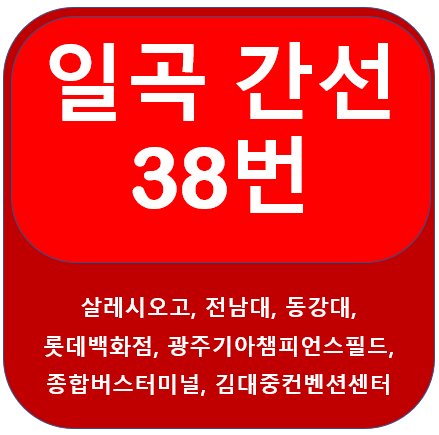  일곡 38번 버스노선 정보(전남대, 동강대, 공항역)