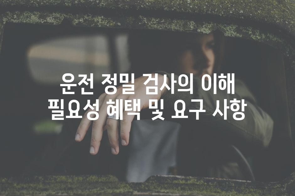 운전 정밀 검사의 이해 필요성 혜택 및 요구 사항