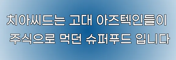 치아씨드는 고대 아즈텍인들이 주식으로 먹던 슈퍼푸드 입니다