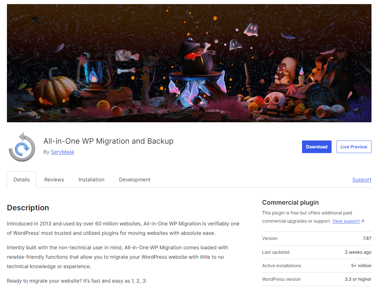 All-in-one WP Migration and Backup