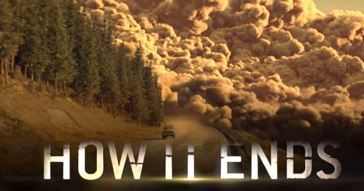 영화의 마지막 장면 : 구름과 먼지가 차를 뒤덮으려 바짝 뒤쫒아 오고 있다.