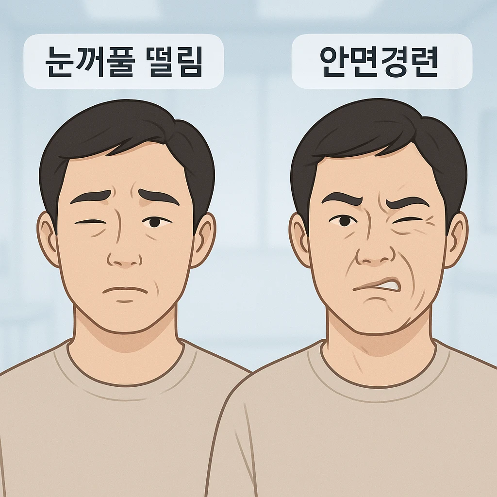 눈꺼풀 떨림과 안면경련 비교
