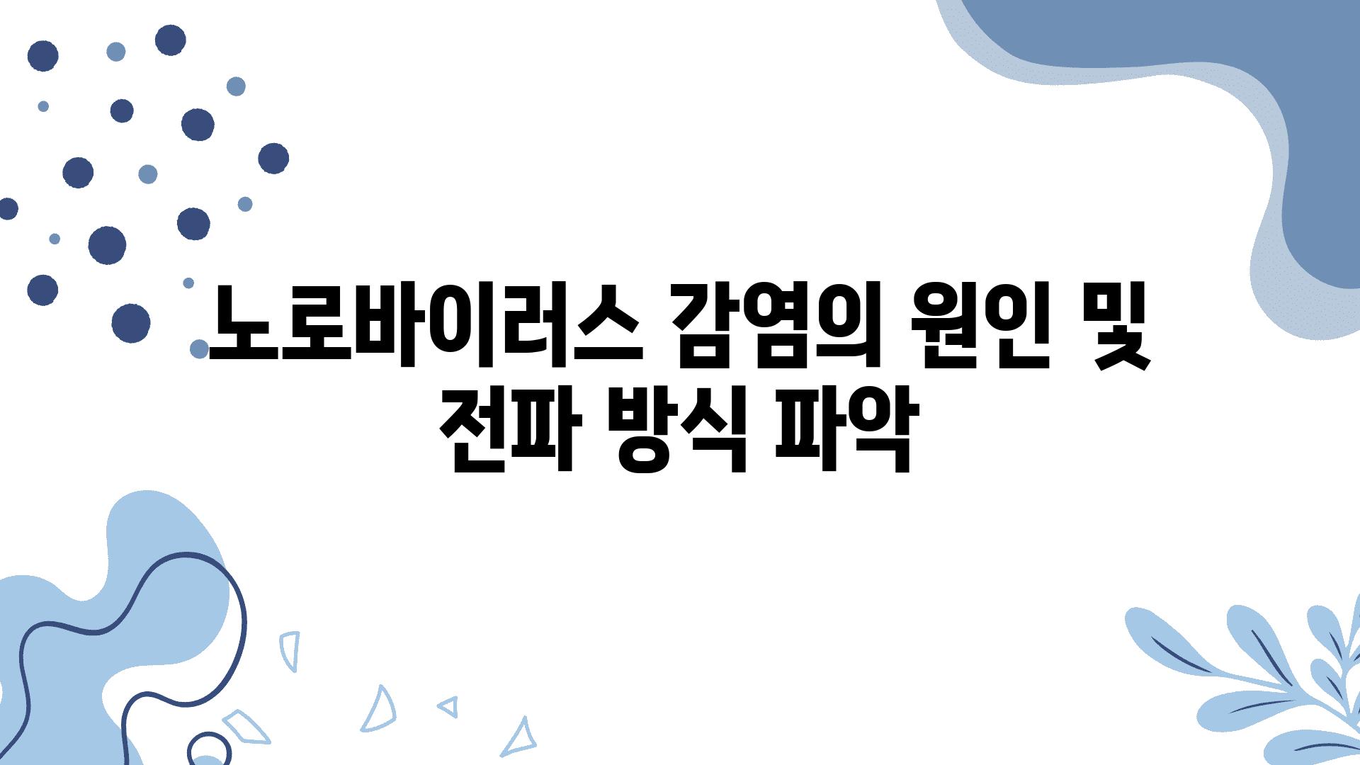 노로바이러스 감염의 원인 및 전파 방식 파악